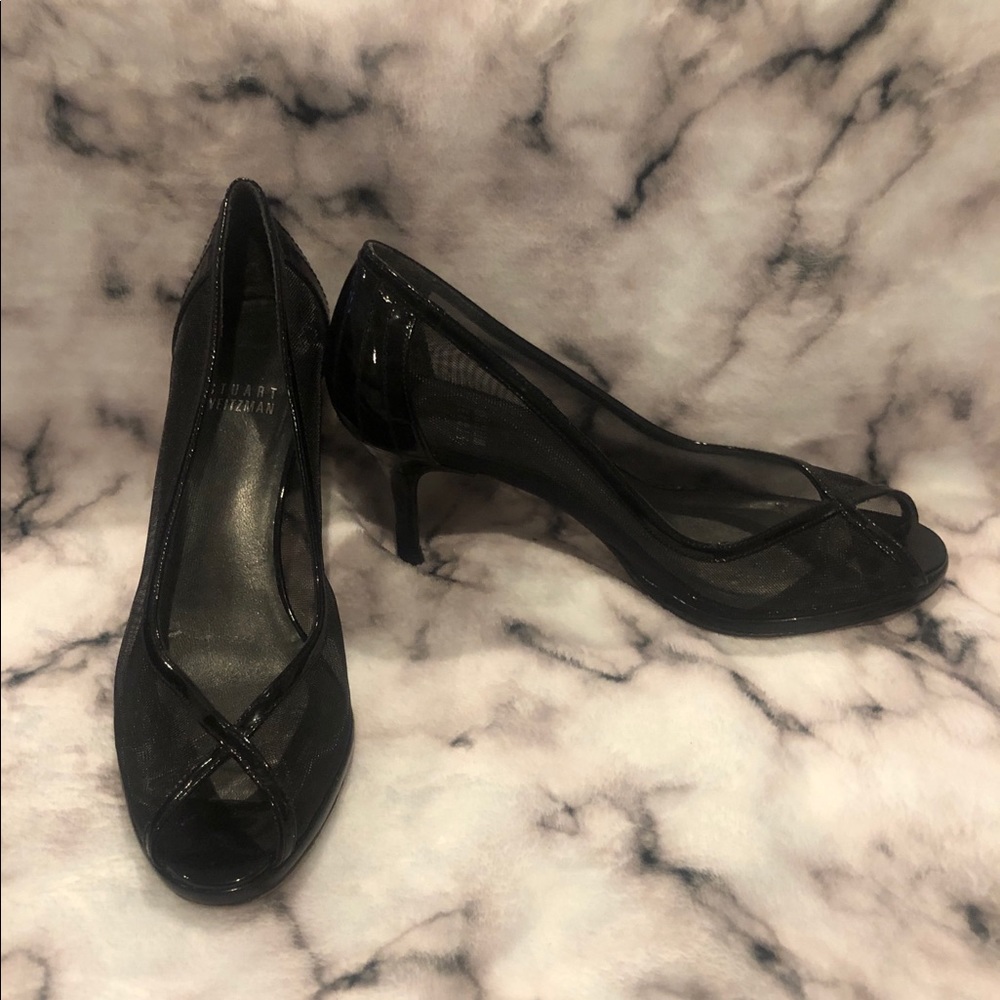 Stuart Weitzman 7.5 black mesh heels